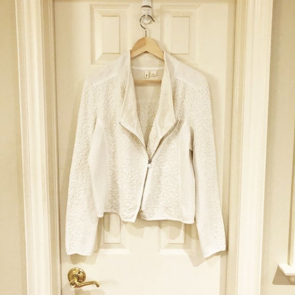 Anthropologie Moth Birte Textured White Moto Jacket, M - Picture 9 of 9
